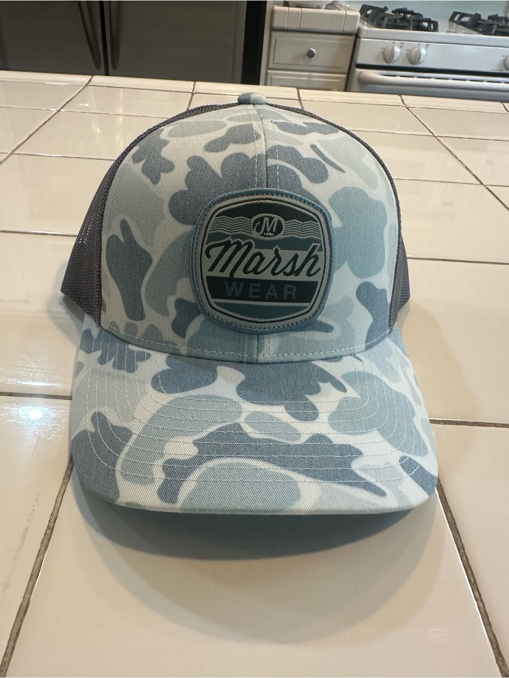 Men's Light Blue Camo Trucker Hat